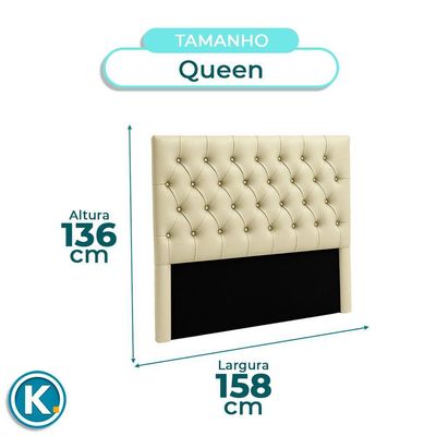 Cabeceira Estofada Queen Luna Nature Material Sintético Begetiza 158x136