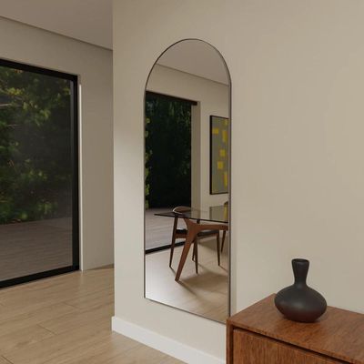 Espelho Janela Moldura em Couro 115cm 150cm 170cm Corpo Inteiro Luxo Com Suporte 115cm x 60cm