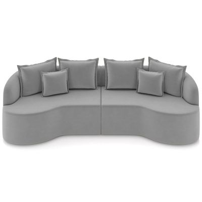 Sofá 3 Lugares Orgânico Sala De Estar Living 250cm Ekos K01 Veludo Cinza Claro - Lyam Decor