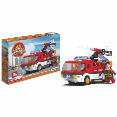 Blocos de Encaixe Bombeiros Resgate Terrestre - 192 peças - Vermelho - 2609 - Xalingo