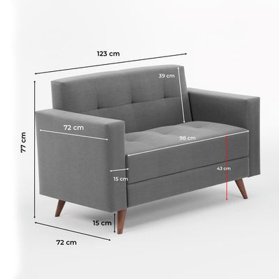 Conjunto de Sofá 2 e 3 Lugares Vitrola Suede Cinza