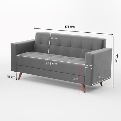 Conjunto de Sofá 2 e 3 Lugares Vitrola Suede Cinza
