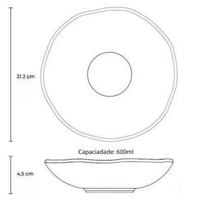 Prato Fundo Orgânico Preto Matte 21cm Porto Brasil Cozinha