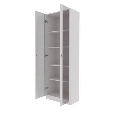 Armário Multiuso 59,8x171,5cm com 2 Portas de vidro e 4 Prateleiras AM3112 Branco