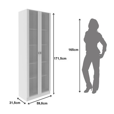 Armário Multiuso 59,8x171,5cm com 2 Portas de vidro e 4 Prateleiras AM3112 Branco