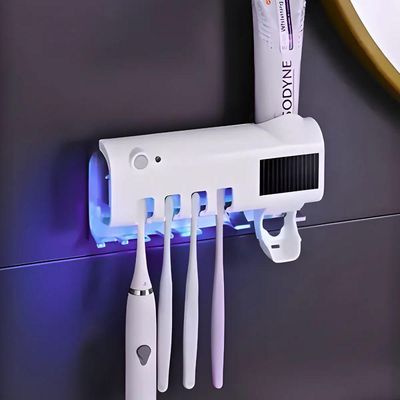 Suporte Para Escova De Dentes Com Esterilizador Uv, Dispenser Automático – Higiene Bucal Segura E Prática - Branco