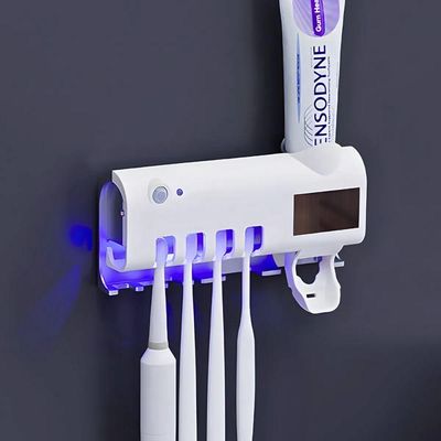 Suporte Para Escova De Dentes Com Esterilizador Uv, Dispenser Automático – Higiene Bucal Segura E Prática - Branco
