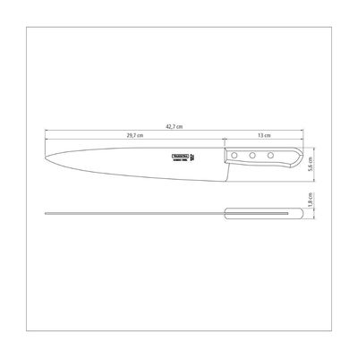 Kit 2 Facas Peixeira/Cozinha 12" Lamina Clara - Tramontina