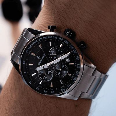 Relógio Masculino Hazard Steel Silver Black 43mm