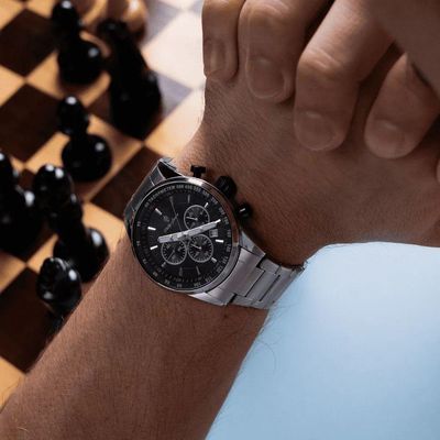 Relógio Masculino Hazard Steel Silver Black 43mm