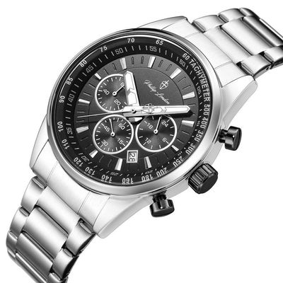 Relógio Masculino Hazard Steel Silver Black 43mm