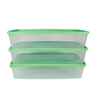 Kit 3 Potes Herméticos Retangulares 1,4l Plasvale Verde