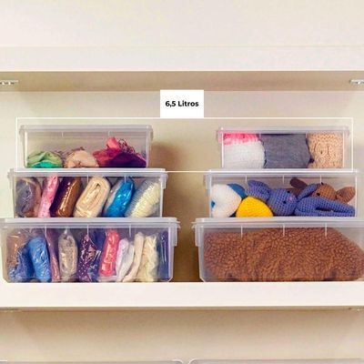 Kit 10 Caixas Herméticas Plásticas Empilháveis 6,5l Transparente