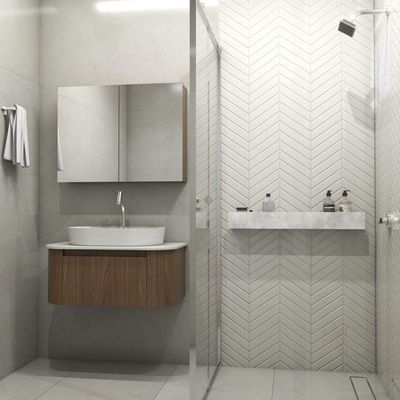 Porta Shampoo Linear 80cm Concreto