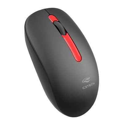 Mouse Wireless C3tech M-w15rbk, 1200dpi, 2.4ghz, Sensor óptico - Preto E Vermelho