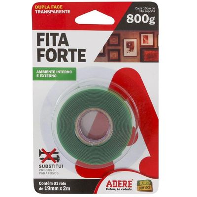 Fita Dupla Face Acrílica Transparente Fita Forte 19 Mm X 2 Metros - 28459107794 - Adere