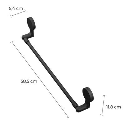 Porta Toalha 58,5x5,4x11,8cm Com Adesivo Preto Fosco - Ad4-pt*pr-fos - Astra