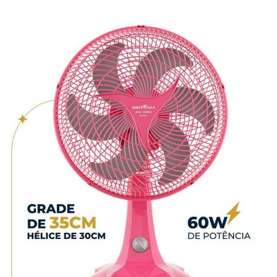Ventilador Rosa Britânia Maxx Force 60W BVT304 110V