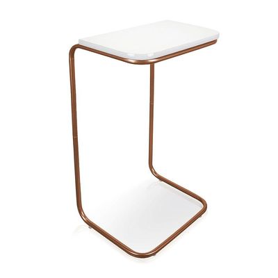 Kit 2 Mesas Lateral Tampo Multiuso P/ Sofá Base Bronze