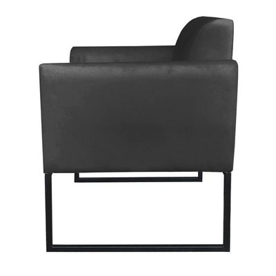 Kit 1 Namoradeira e 2 Poltronas Marisa Suede Preto Preto