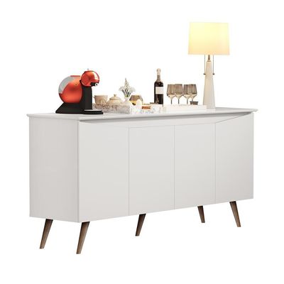 Aparador Buffet - 4 Portas Com Pés Retrô Em Mdp-mdf Branco - Lukaliam Móveis Branco