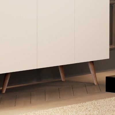 Aparador Buffet 4 Portas Retrô Com Pés De Madeira Off White - Nature