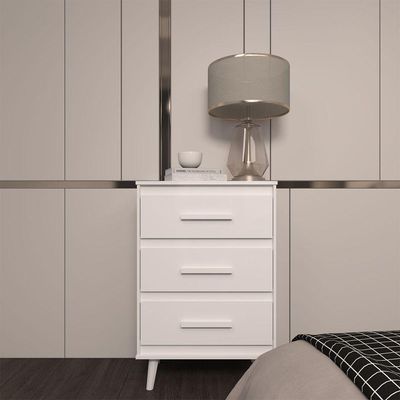Cômoda Maya 3 Gavetas Com Puxadores E Pés Retro Design Moderno Quarto Branco Mobília Decor