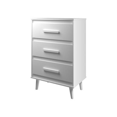Cômoda Maya 3 Gavetas Com Puxadores E Pés Retro Design Moderno Quarto Branco Mobília Decor