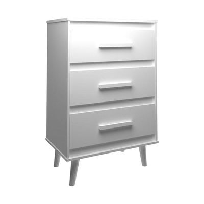 Cômoda Maya 3 Gavetas Com Puxadores E Pés Retro Design Moderno Quarto Branco Mobília Decor