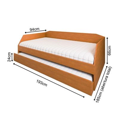 Sofá Cama Solteiro Duo Com Cama Auxiliar Em Mdf Reforçado 15mm Nature