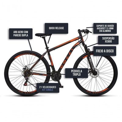 Bicicleta Athena Aro 29 Em Aço Com 21 Marchas Colli Preto-laranja