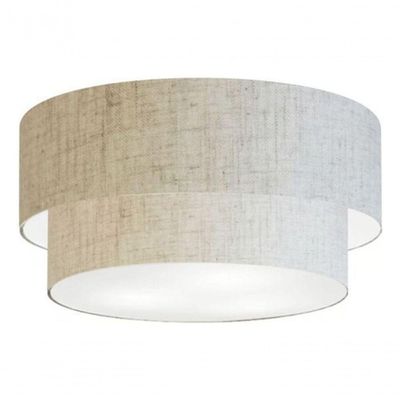 Plafon Duplo Cilíndrico Vivare Md-3062 Cúpula Em Tecido 45x40cm - Bivolt Rustico-bege 127/220v