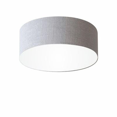 Plafon Cilíndrico Vivare Md-3046 Cúpula Em Tecido 35x12cm - Bivolt Rustico-cinza 127/220v