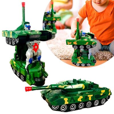 Tanque De Combate Transformar Robô Bate E Volta Música E Luzes