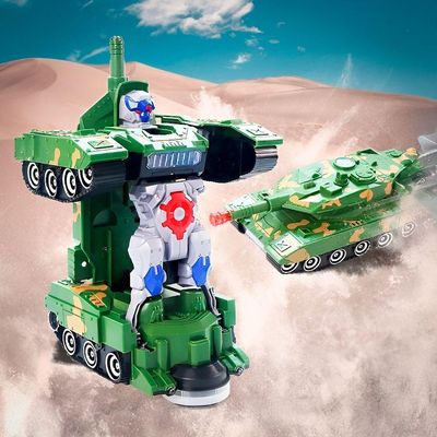 Tanque De Combate Transformar Robô Bate E Volta Música E Luzes