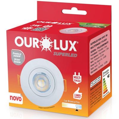 Luminária Superled Mini Spot Redondo Branco 3 Watts 4000k - 05610a - Ourolux