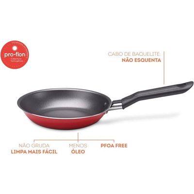 Frigideira Garlic Vermelha 22x4cm De 1,2 Litros - 7001-354 - Brinox
