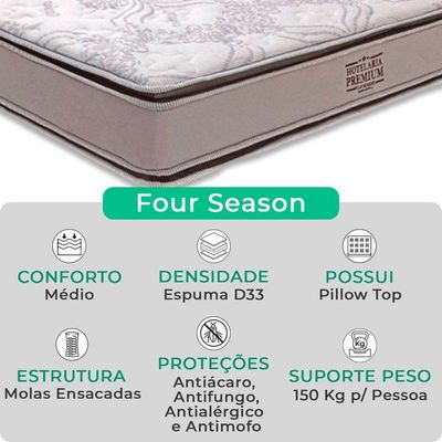 Cama Box Baú Solteirão E Colchão Four Season Molas V-store Branco