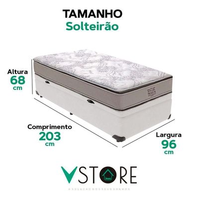 Cama Box Baú Solteirão E Colchão Four Season Molas V-store Branco