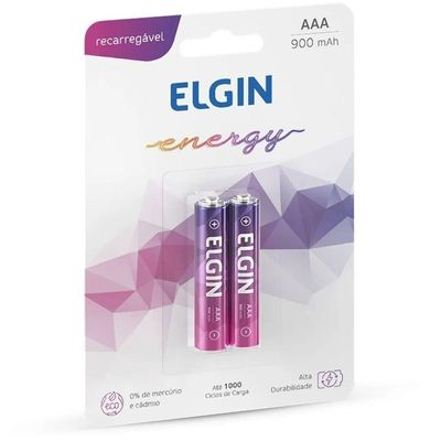 Pilha Palito Aaa Recarregável 900mah Embalagem Com 2 Peças - 91200 - Elgin