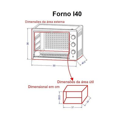 Forno Elétrico De Bancada 40Litros Fogatti Black I40Preto 220V