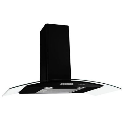 Coifa De Parede 90cm Vidro Curvo Duto Slim Fogatti Black 110V