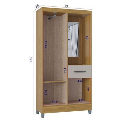 Guarda Roupa Solteiro Atlas Capelinha 3 Portas Damasco Ripado Off White Brilho - Poquema