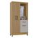 Guarda Roupa Solteiro Atlas Capelinha 3 Portas Damasco Ripado Off White Brilho - Poquema