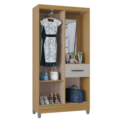 Guarda Roupa Solteiro Atlas Capelinha 3 Portas Damasco Ripado Off White Brilho - Poquema