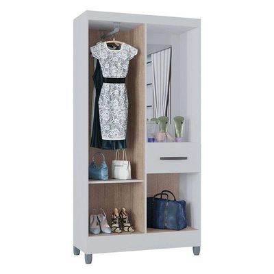 Guarda Roupa Solteiro Atlas Capelinha 3 Portas Branco Brilho - Poquema