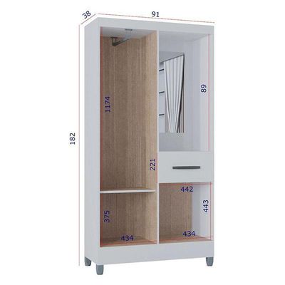 Guarda Roupa Solteiro Atlas Capelinha 3 Portas Branco Brilho - Poquema
