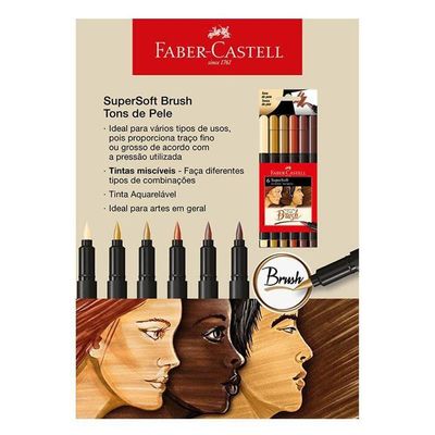 Caneta Hidrográfica Supersoft Brush 150706softtp 6 Cores Tons De Pele - Faber Castell
