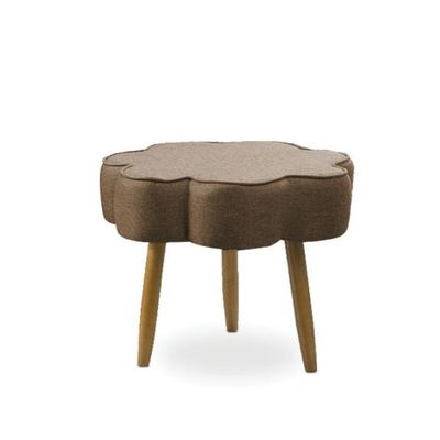 Puff Decorativo Pé Palito de Madeira Sala Flower Linho E03 - D'Rossi Marrom Cacau