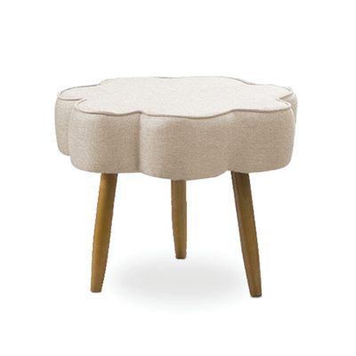 Puff Decorativo Pé Palito de Madeira Sala Flower Linho E03 - D'Rossi Marrom Cacau